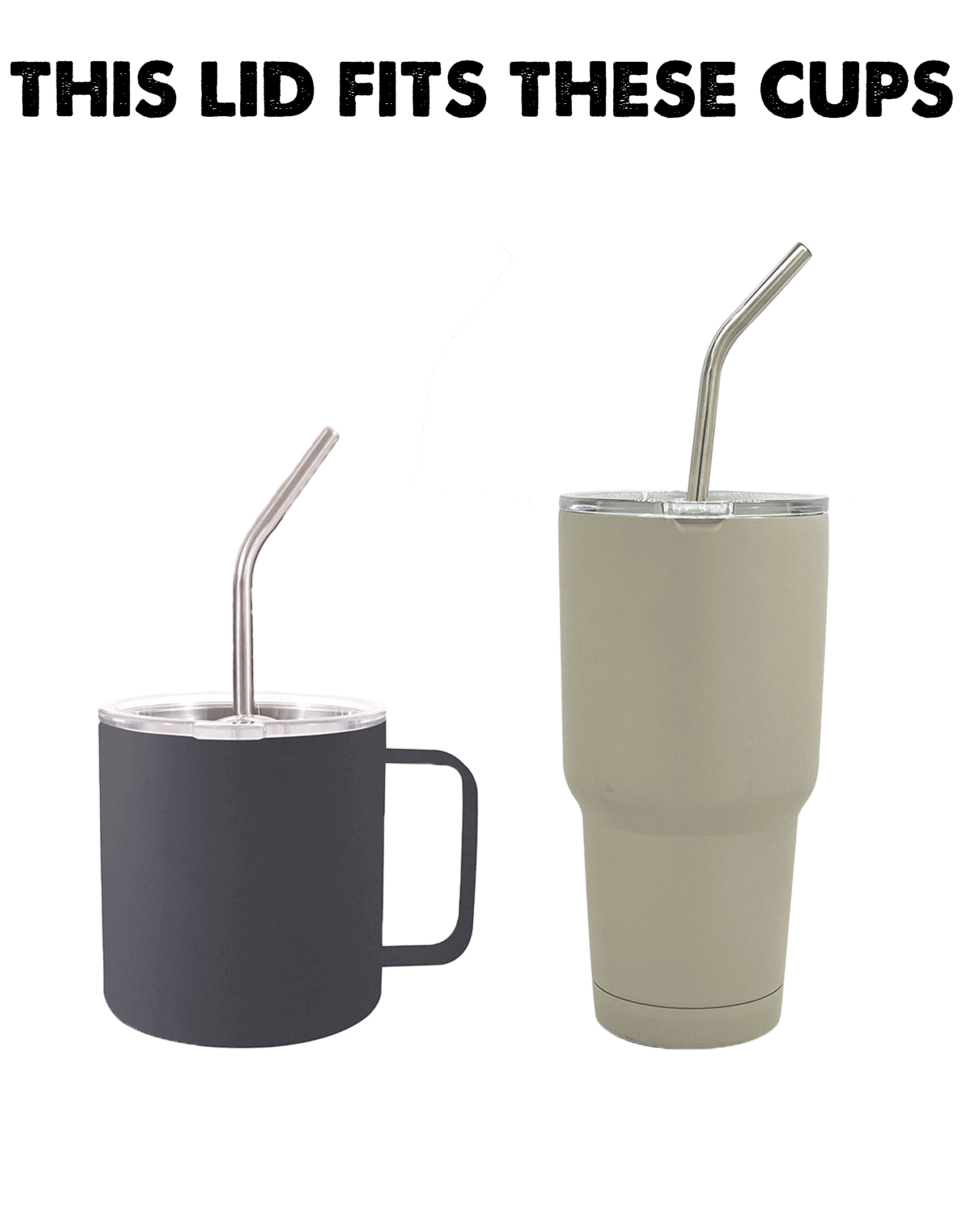Large Tumbler Replacement Lid & Metal Straw Kit