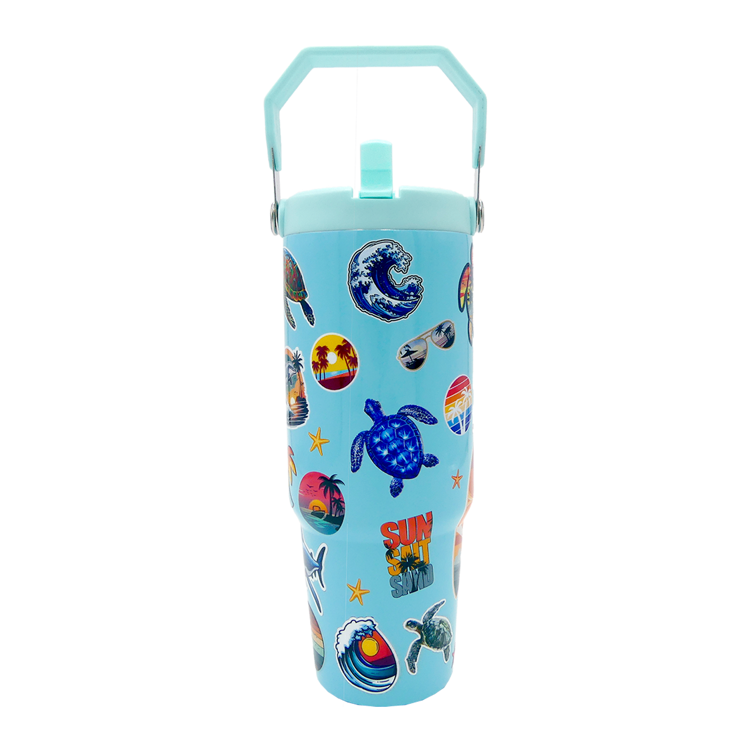 Beach Stickers Tumbler -Top Handler 30oz