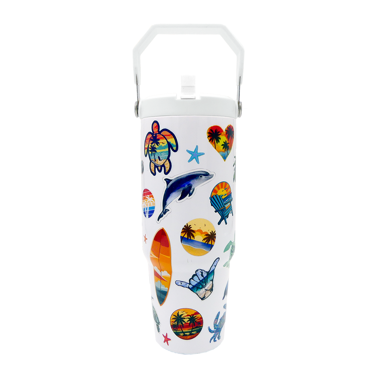Beach Stickers Tumbler -Top Handler 30oz