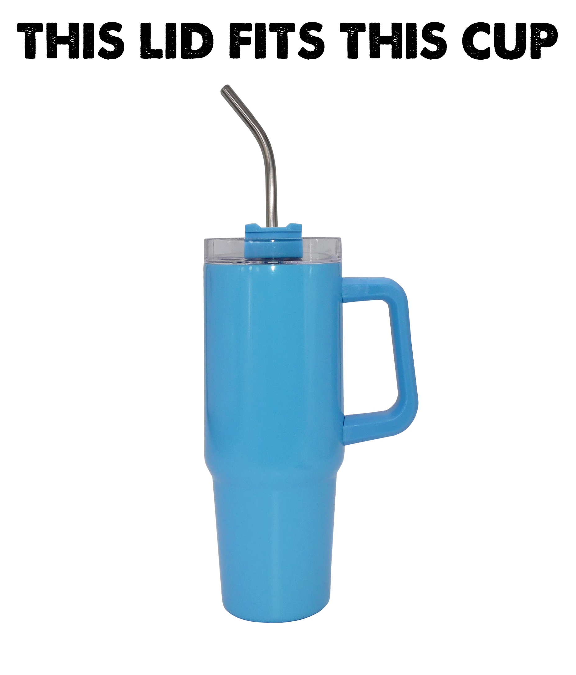 Large Tumbler W/ Handle Replacement Lid & Metal Straw 30oz