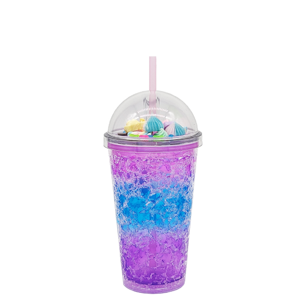 Double Wall Fridge Gel Chocolate/Marshmellow Mix Plastic Cup 16oz