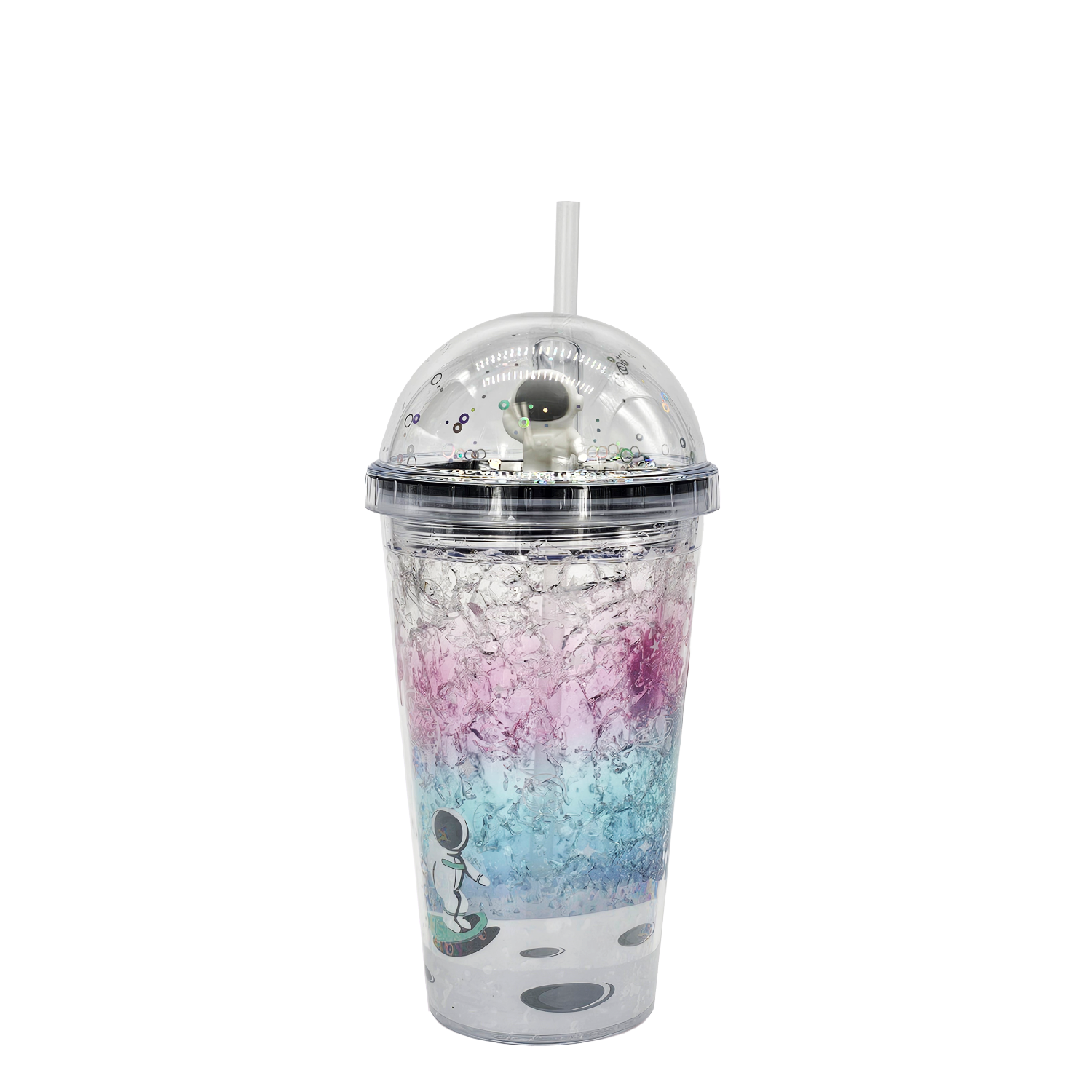 Double Wall Fridge Gel Mini Astronaut Dome Plastic Cup 16oz