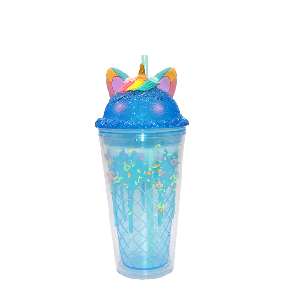 Double Wall Neon Unicorn Ice Cream Plastic Cup 16oz