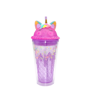 Double Wall Neon Unicorn Ice Cream Plastic Cup 16oz