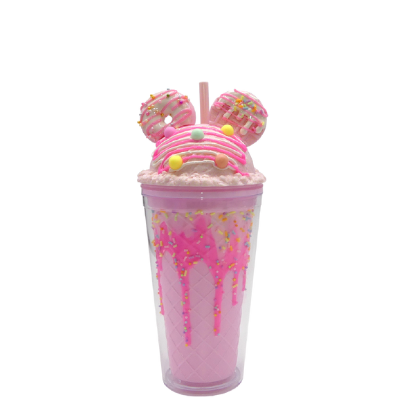Double Wall Ice Cream Donut Ear Plastic Cup 16oz
