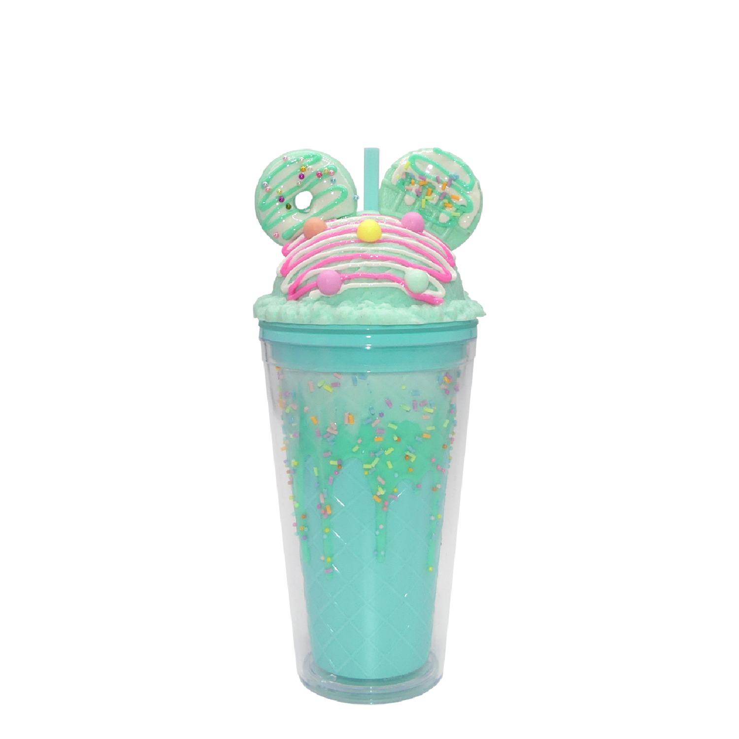 Double Wall Ice Cream Donut Ear Plastic Cup 16oz