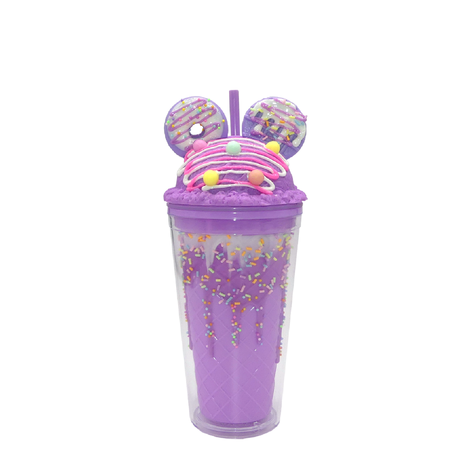 Double Wall Ice Cream Donut Ear Plastic Cup 16oz