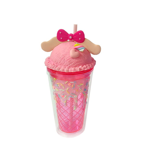 Double Wall Cinnamon Roll Puppy Plastic Cup 16oz