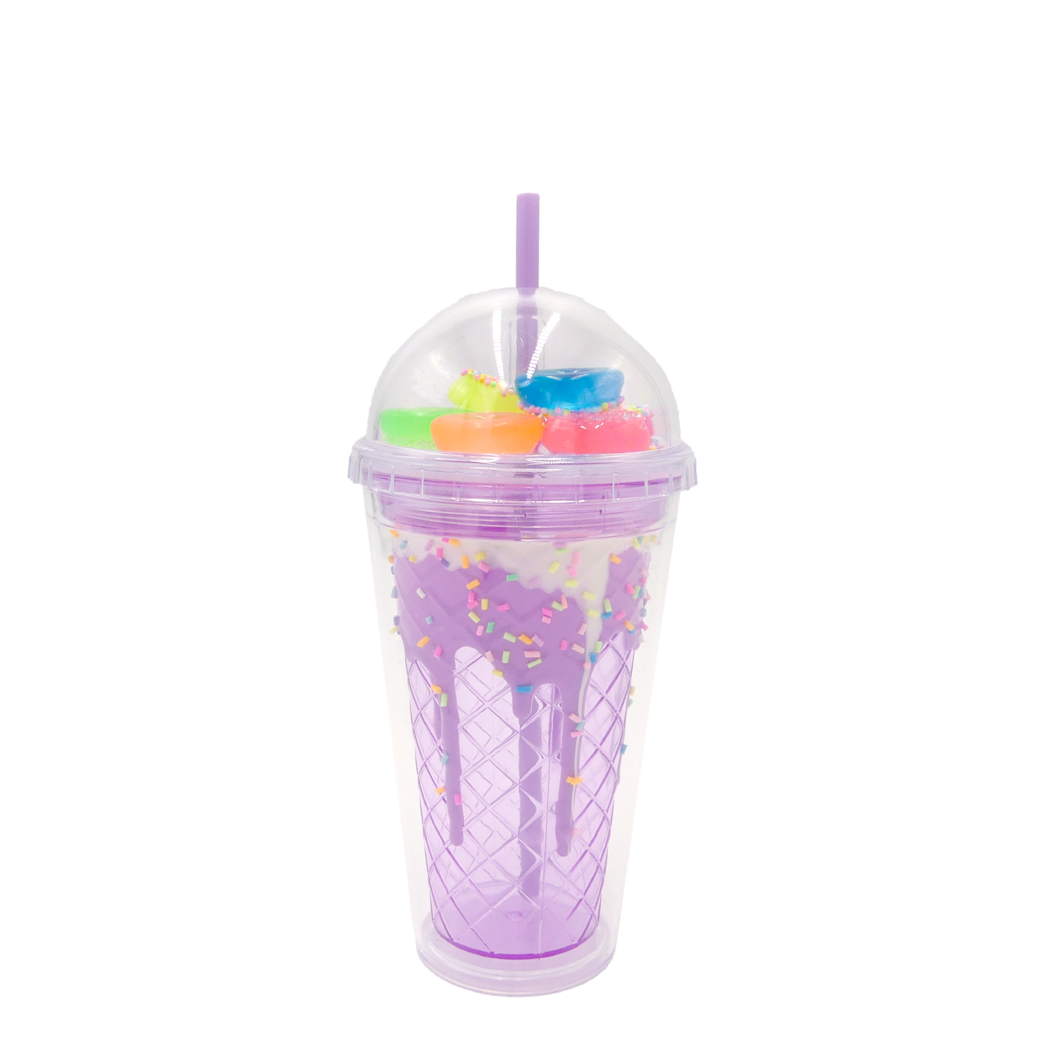 Double Wall Ice Cream Assorted Gummy Candy Plastic Cup 16oz