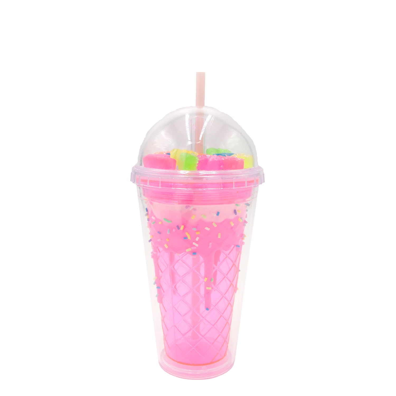 Double Wall Ice Cream Assorted Gummy Candy Plastic Cup 16oz