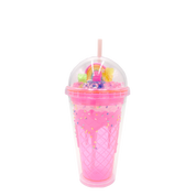 Double Wall Ice Cream Rainbow Gummy Bear Plastic Cup 16oz