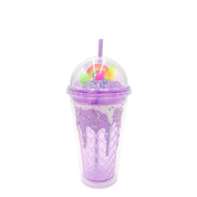 Double Wall Ice Cream Rainbow Gummy Bear Plastic Cup 16oz