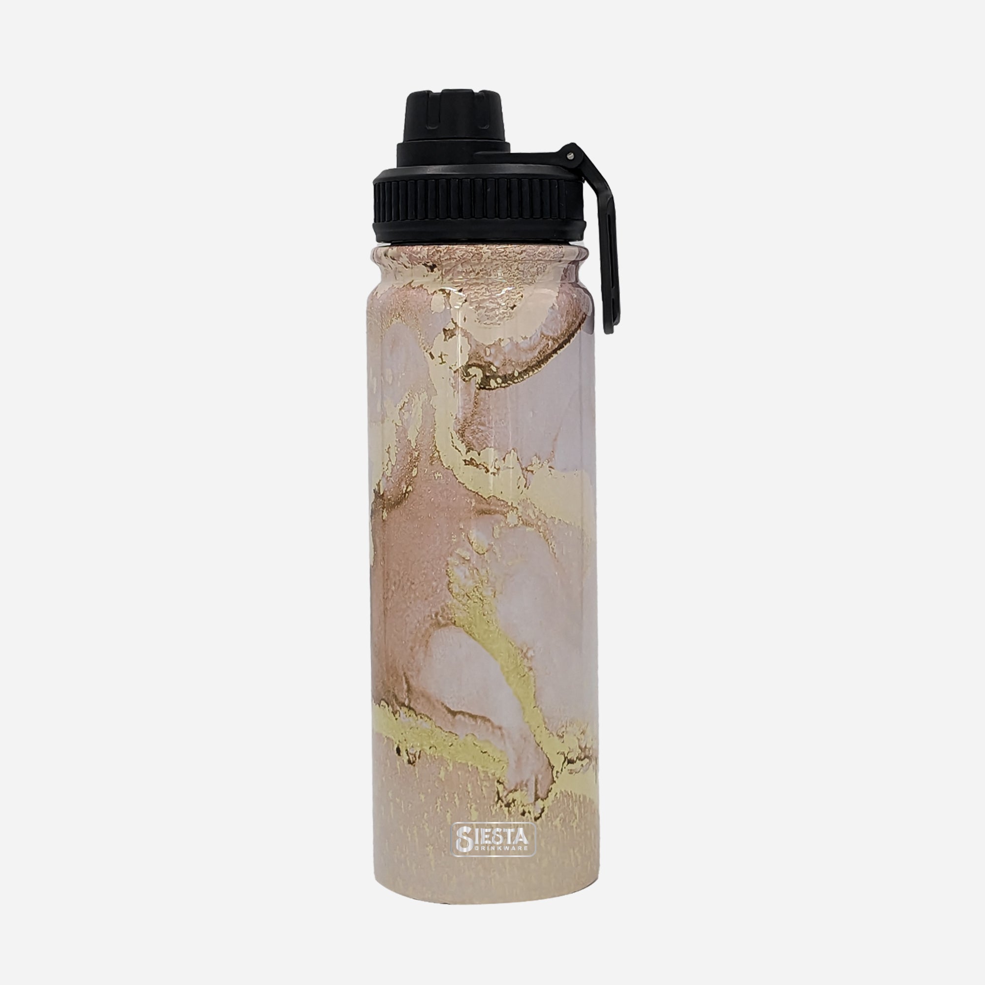 24 oz Marble Water Bottle Stainless Steel with Straw 4 Lids