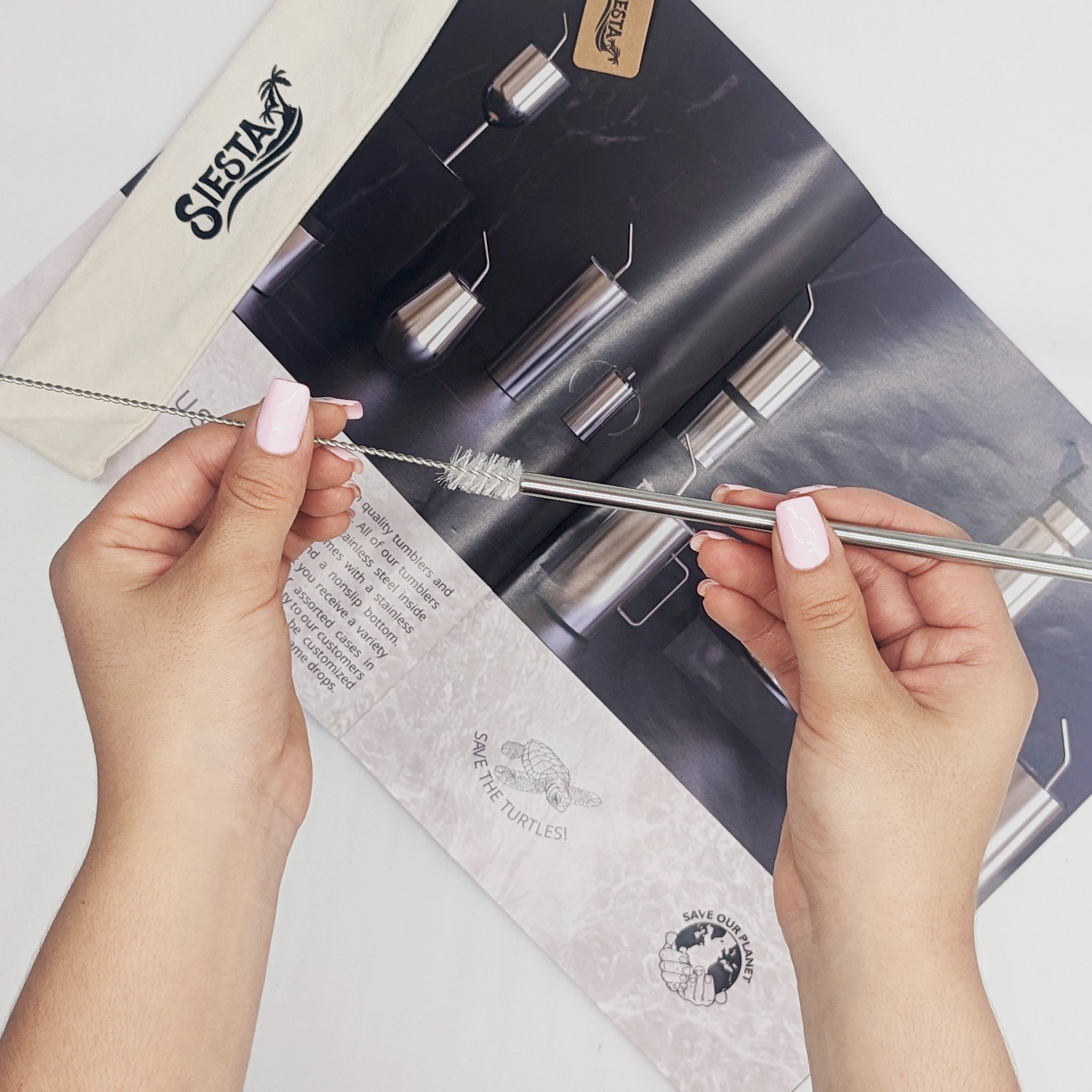 Metal Straw Kit in Cloth Pouch