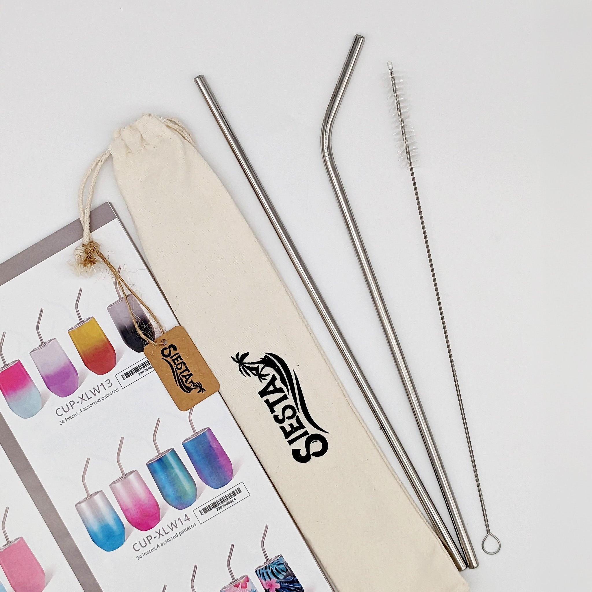 Metal Straw Kit in Cloth Pouch